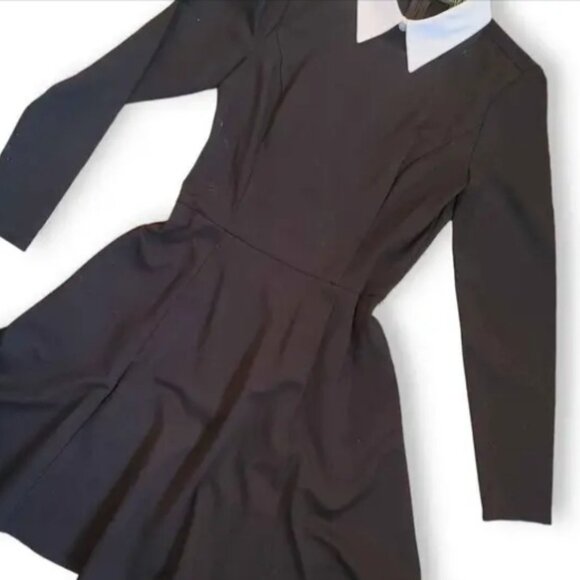 RALPH LAUREN Brand New Black & White Long Sleeve Collared Gothic Designer Dress - Picture 3 of 8